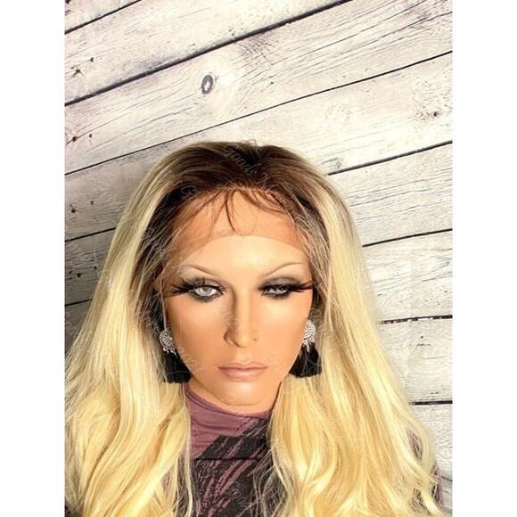 Synthetic Lace Front Wig Long Natural Wave 20" 613/4 Dark Brown Roots Hair - Picture 6 of 10